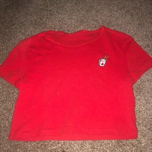 Red crop tee